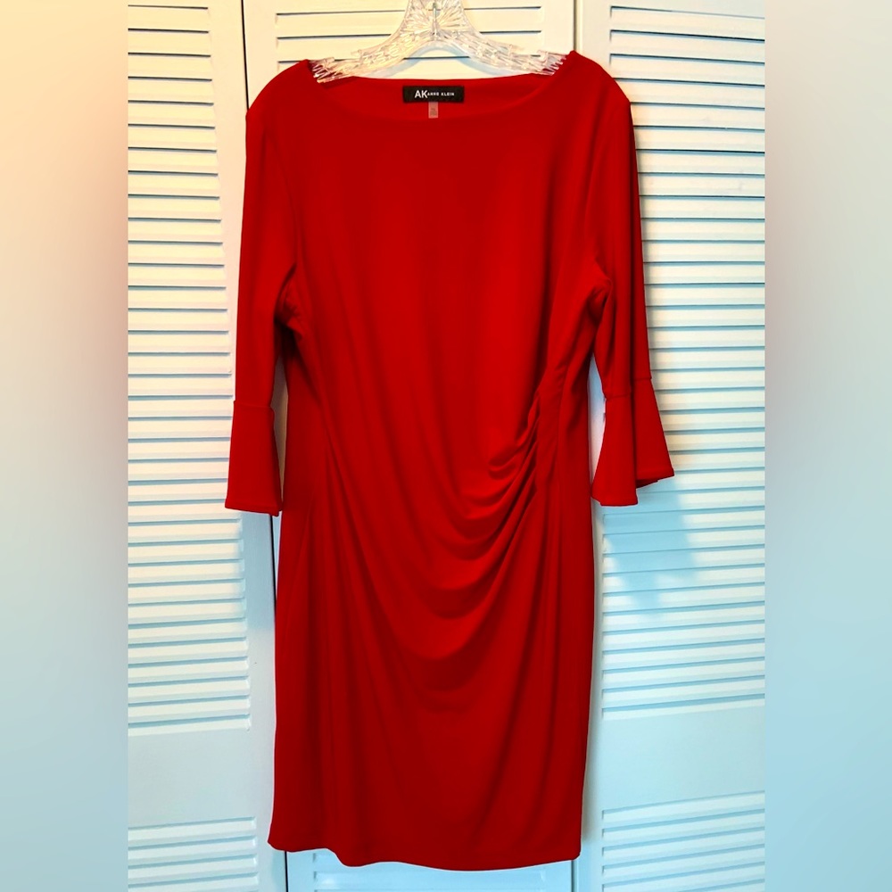 Anne Klein Bell Sleeve Ruched Waist Dress